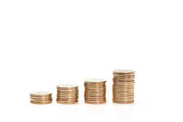 coins stacks isolated on white background