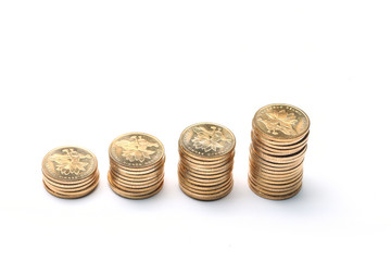 coins stacks isolated on white background