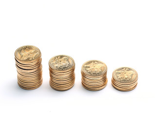 coins stacks isolated on white background