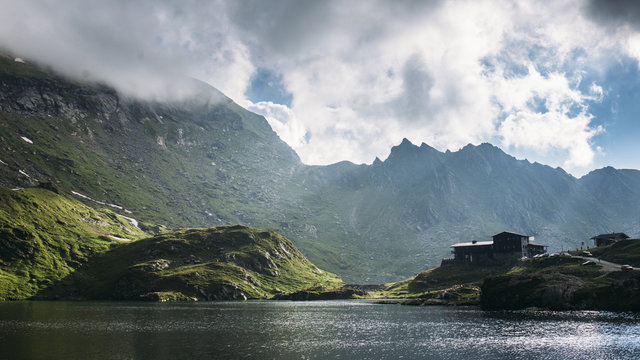 Balea lake in Carpathian mountains