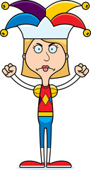 Cartoon Angry Jester Woman