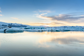 Fototapeta na wymiar view of icebergs in glacier lagoon, Iceland, global warming concept
