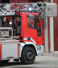 Fototapeta premium ladder truck fire department without people