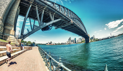 SYDNEY - OCTOBER 2015: Sydney Harbour Bridge. Sydney attracts 20 million tourists annually