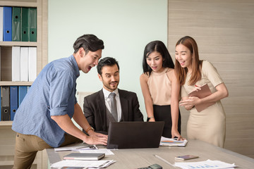 Business people happy and surprising, successful teamwork concept