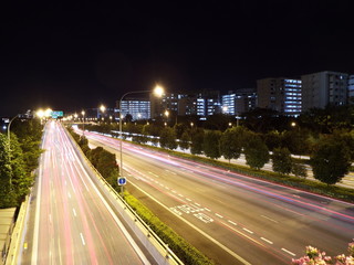 Light trails on a highway/expressway in Singapore
