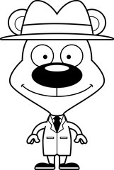 Cartoon Smiling Detective Bear