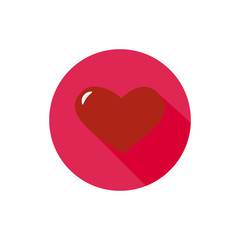 Heart round flat icon long shadow vector