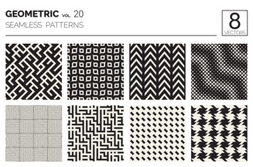 Minimal geometric seamless patterns set