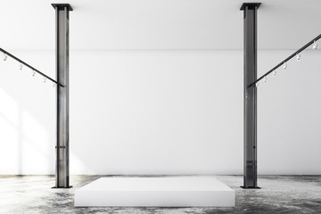 Modern loft gallery with empty pedestal