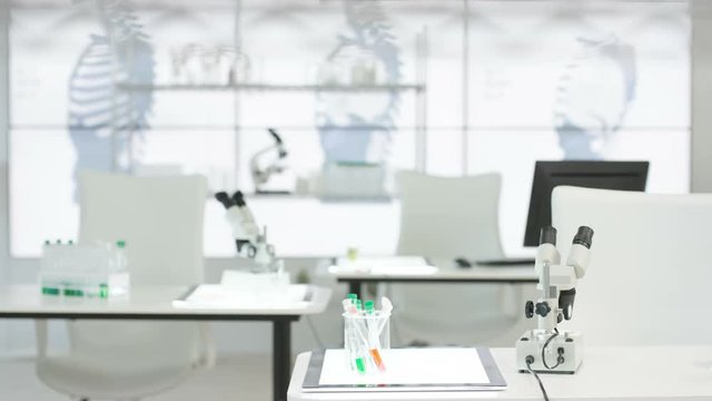  Interior of empty medical research lab. No people.