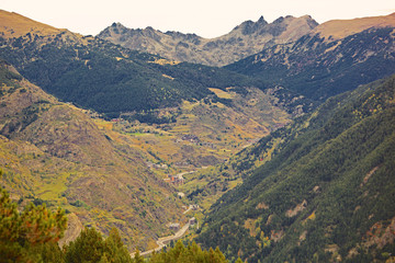 Escape to the Pyrenees from dawn to dusk Set of panoramic images of the Pyrenees from the sunrise to the sunset, where we can appreciate: meadows, mountains, rivers, villages, houses. © JosepIgnasi