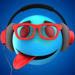 3d blue emoticon smile