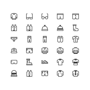 Minimal icon set of  Clothing Vector Line Icons Collection , good choice to use for website project , Ui and Ux design, mobile app and more. All vector icons based on 32px grid.