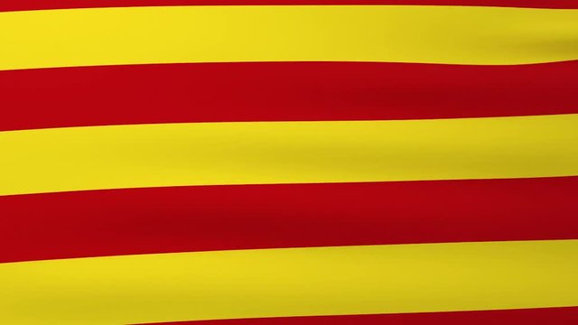 Flag of Catalonia waving on the wind. Abstract background - 3d rendering. Catalan standard (L'Estelada). Fabric surface with red and yellow stripes.