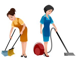 Two cleaning women