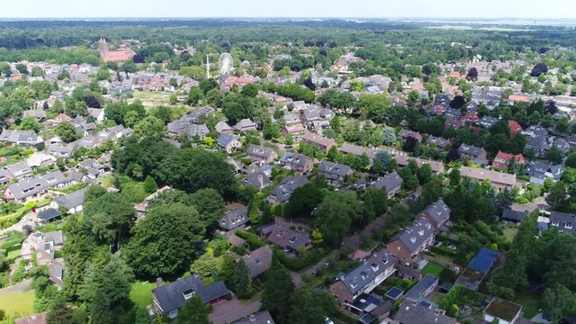Aerial flight footage of small town in Netherlands Laren is municipality and town in Netherlands in province of North Holland located in region called Gooi it is the oldest town in that area 4k