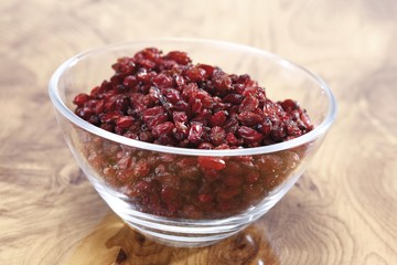 Barberries in a glass bowl