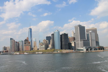 Fototapeta na wymiar Arrivée par Ferry sur Manhattan, Staten Island, JF Kennedy