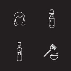 Hair care accessories chalk icons set