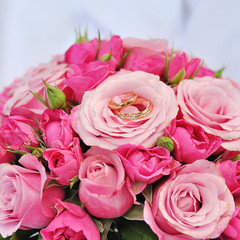 Wedding flowers, bridal bouquet closeup.