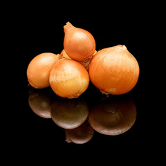 Pile of onion with golden skin