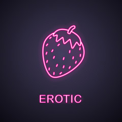 Strawberry neon light icon
