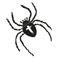 Spinne, Kreuzspinne (Araneus) abstrakte Zeichnung, vektor Silhouette, halloween