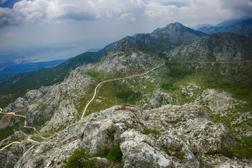 Fototapeta na wymiar View from peak of Tulove grede, part of Velebit mountain in Croatia, landscape