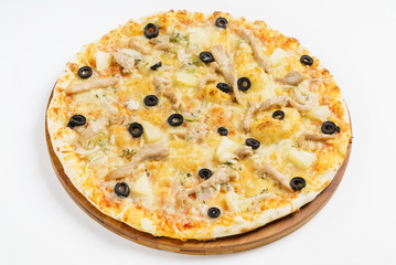 pizza on the white