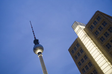 Fototapeta na wymiar TV tower and Beronlina building, Berlin, Germany, Europe