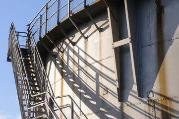 Steps and shadow on side of Gas Tower