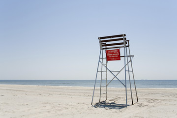 Empty lifeguard chair, Rockaway Beach, New York, USA, North America