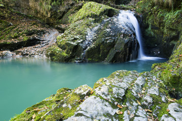 Naklejka na ściany i meble Zeleni vir - beautiful trip place near Skrad in Gorski kotar, Croatia