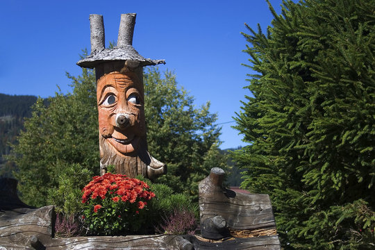Wooden figure, Wurzelsepp, woodcarving