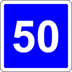 50 suggested speed road sign