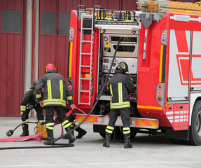 firefighters and the fire truck during a pericles mission
