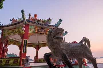 Colorful God statues are located at the Repulse Bay is a quaint Taoist temple which is popular for its colorful mosaic statues