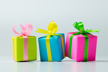 Variety of color gift boxes