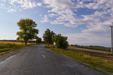 Evening landscape outside the city at sunset.