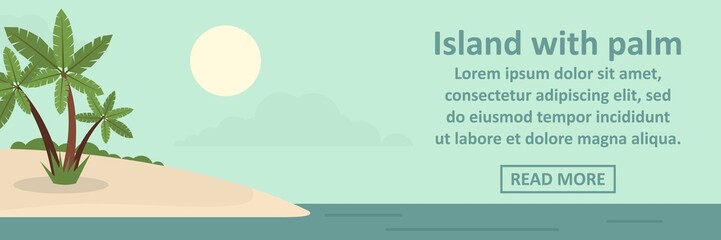 Island with palm banner horizontal concept