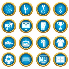 Soccer football icons blue circle set