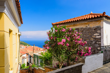 Manolates is a traditional Greek village in the mountains on the island of Samos, Greece
