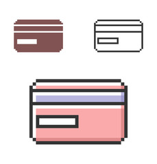 Pixel icon of bank card in three variants. Fully editable