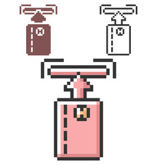 Pixel icon of ATM card slot in three variants. Fully editable