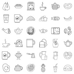 Good morning icons set, outline style