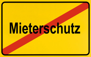 Obraz premium German city limits sign symbolising end of protection of tenants