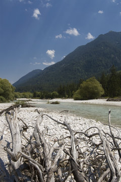 Isar Valley between Wallgau and Fall, Bavaria, Germany, Europe