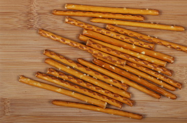 salty cracker pretzel sticks background and texture 