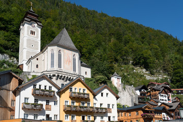 View of the Maria Hilf Pilgrimage Church in Hallstatt